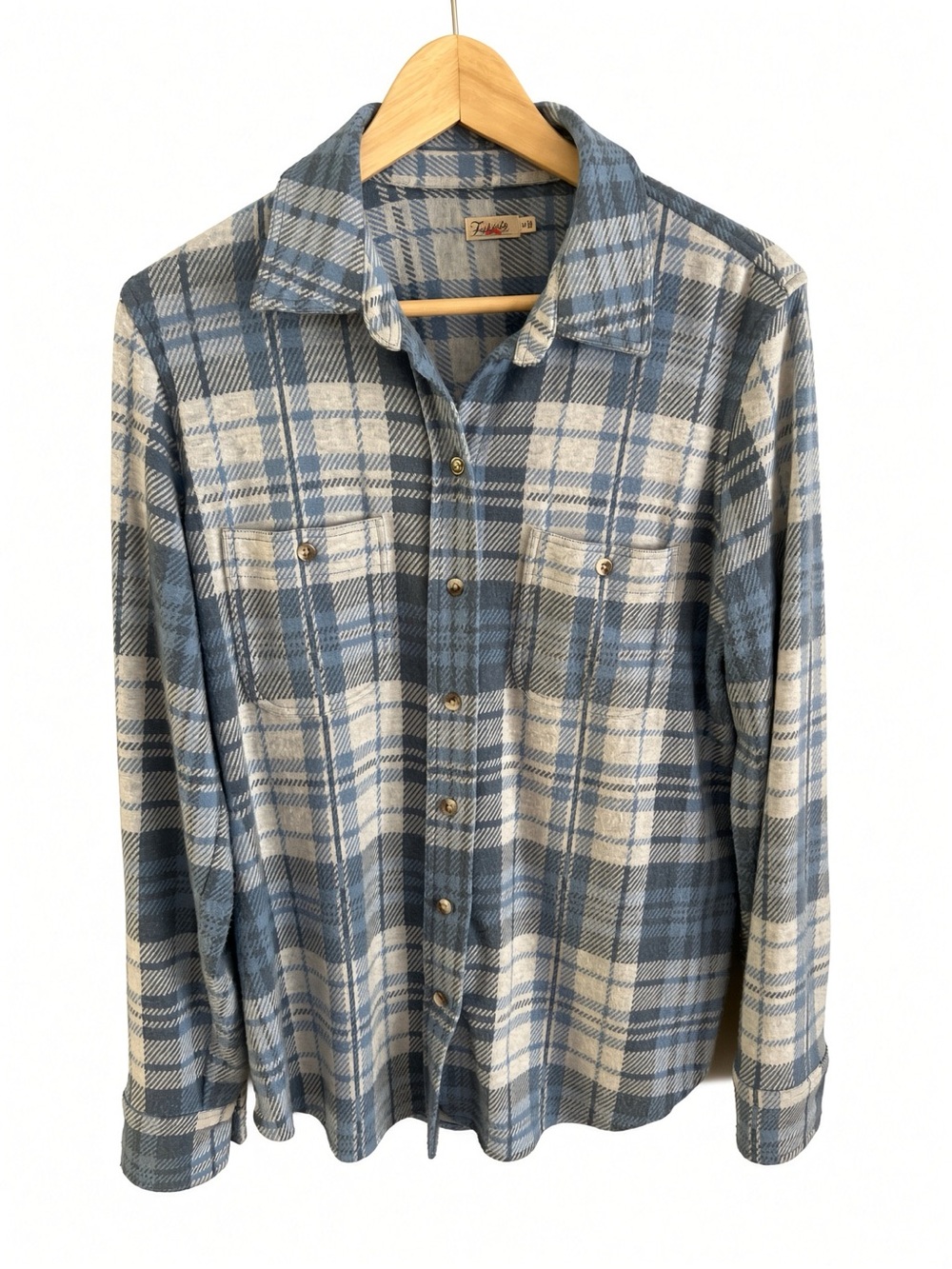 Faherty Vintage Blue Plaid Legend Sweater Shirt Medium - Picture 2 of 7